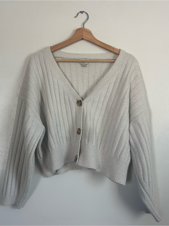 a new day Sweaters - a new day Cream Ribbed V-Neck Button Cardigan